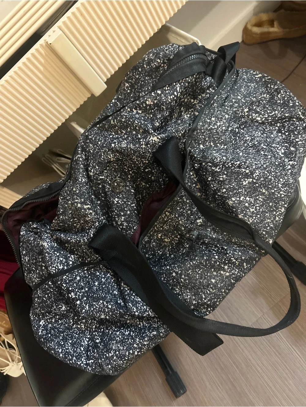 lululemon athletica Black and White Speckled Travel Duffel